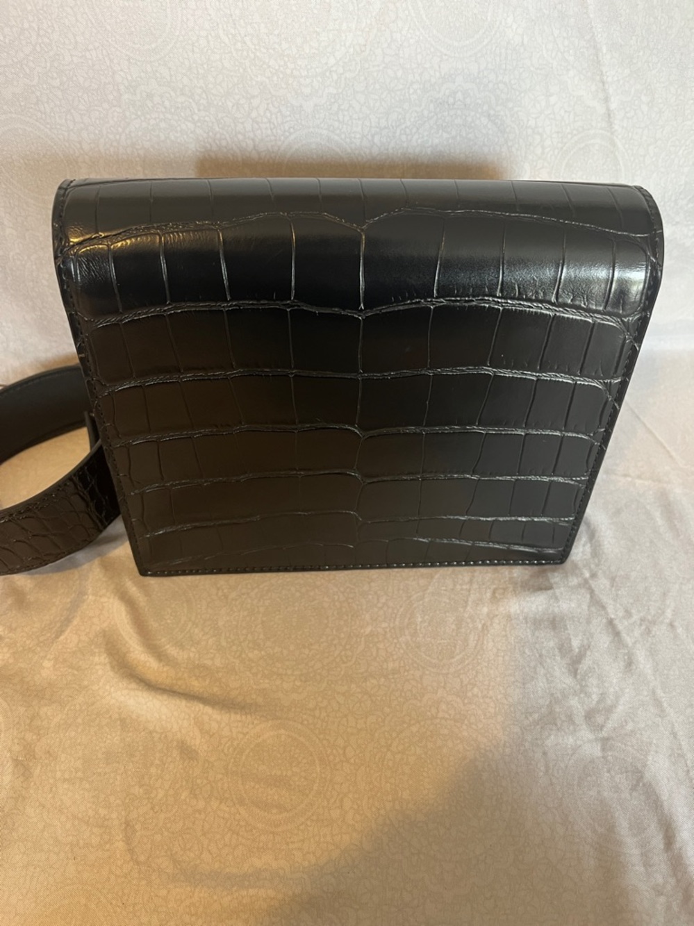 JW PEI Black Croc-Embossed Leather Crossbody Bag New Without Tags - Picture 3 of 10